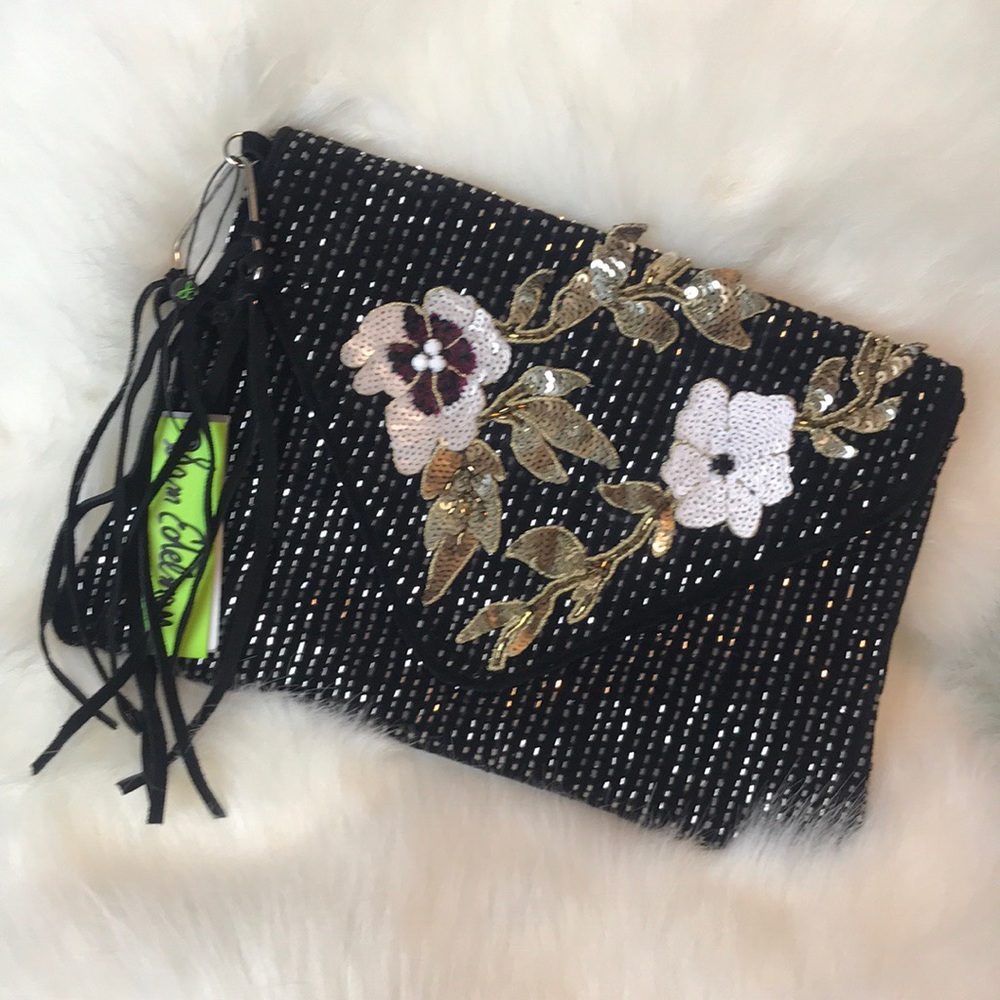 Sam Edelman Floral Sequin Clutch NWT